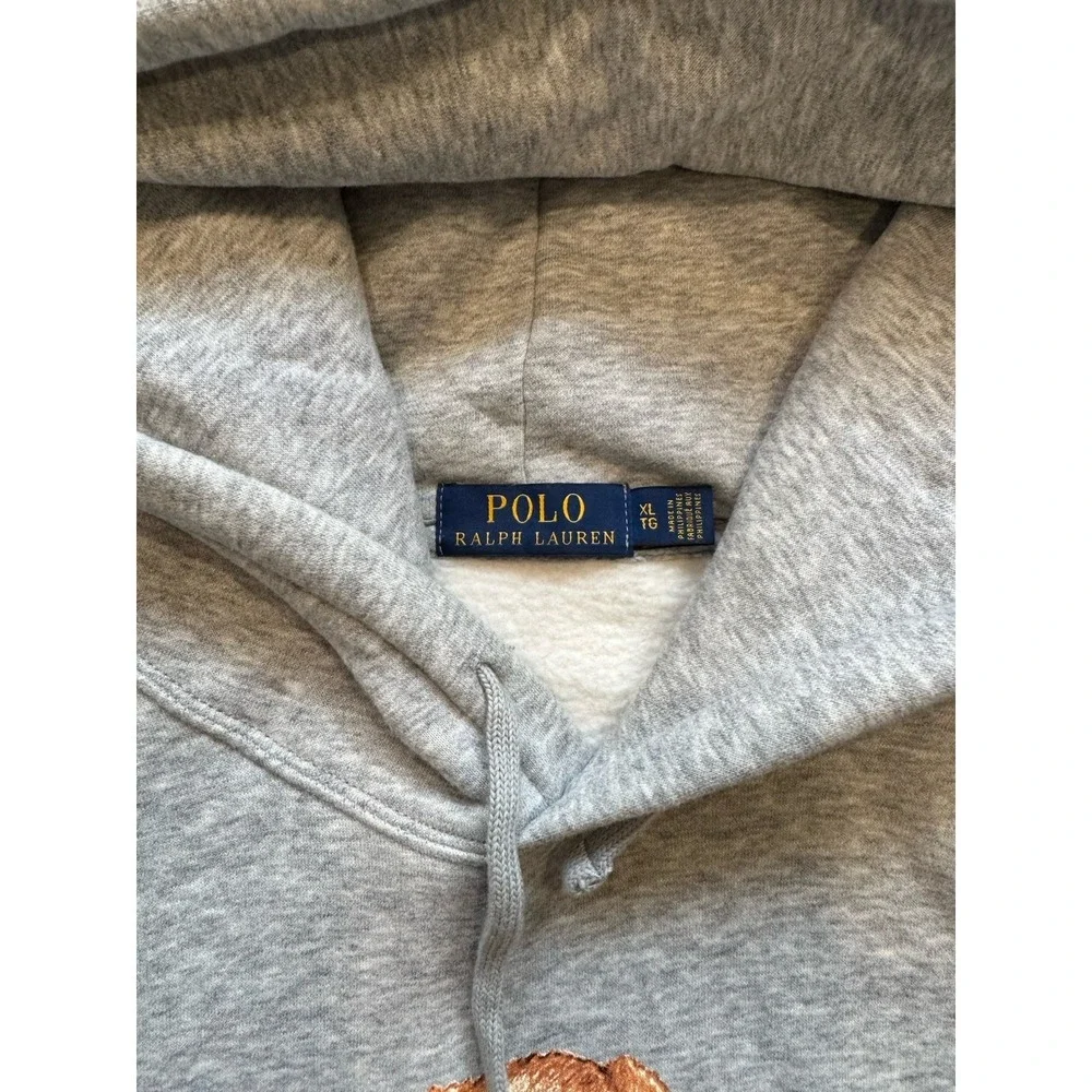 Polo Ralph Lauren Limited Mens Grey Hooded Bear Fleece‎ Hoodie XL Sweatshirt